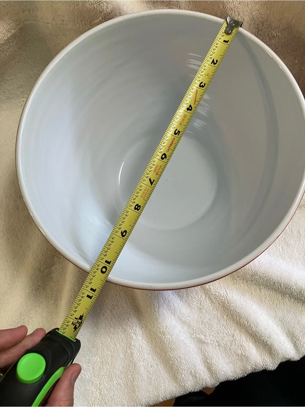 Vintage Emile Henry large red ceramic mixing bowl (model 6574), made in France